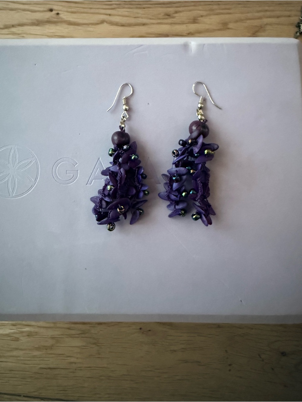 Handmade Purple Cluster Drop Earrings - Unbranded